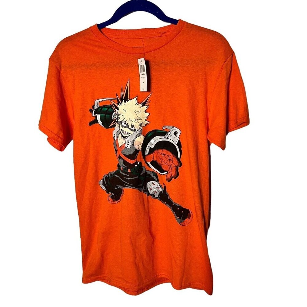 My Hero Academia Japanese Anime Bakugo Solo Tee T-Shirt -‎ Orange Size S